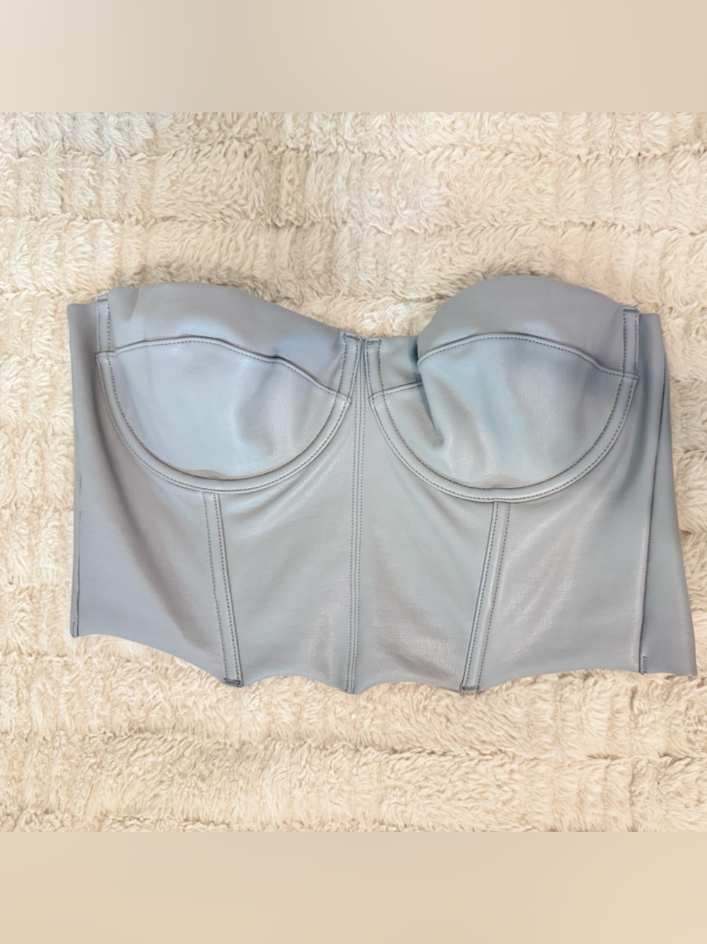 SKIMS Faux Leather Corset Bra Top. Gray. Size Large. New With Tag!!